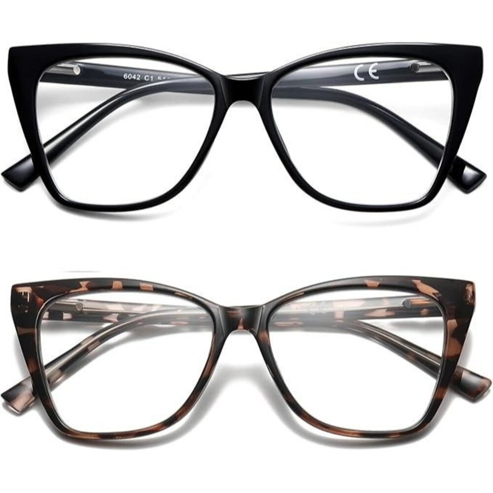 Oversized Reading Glasses Women Cat Eye Photochromic +2.00 (black/demi)